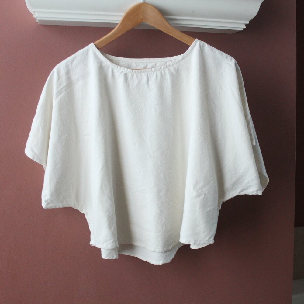 Jamie & The Jones Raw Silk Top White Ivory Size S Blank Canvas